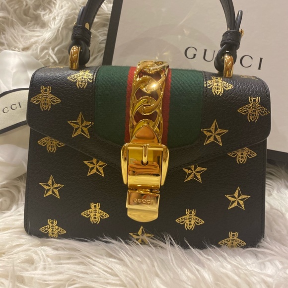 Gucci Sylvie Bee Star Mini Leather Bag - Picture 4 of 8